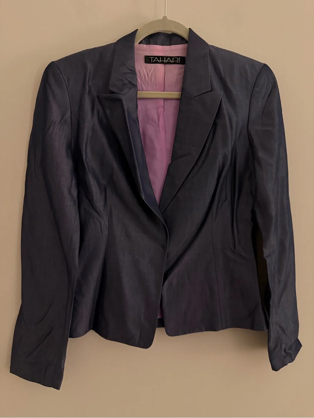 Tahari Navy Wool Mohair Blend Tailored Blazer Size 10‎ Office Career Chic